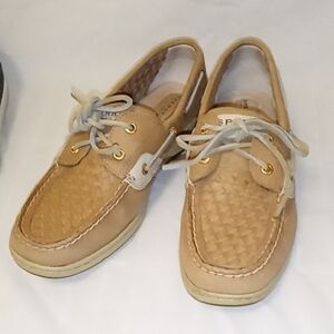 Sperry Women's Beige Woven Boat Shoes